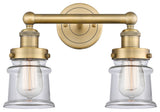 Canton 2-Light 14" Bath Vanity Light, Brushed Brass Finish, Clear Shade