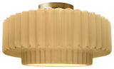 Radiance Medium Tier Pleated Semi-Flush, Muted Yellow Frame, Brushed Brass, LED