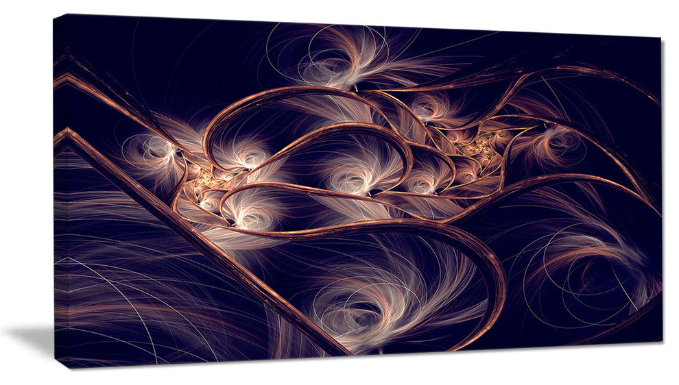 Dark Gold Fractal Flower Pattern, Abstract Canvas Art Print, 40x20