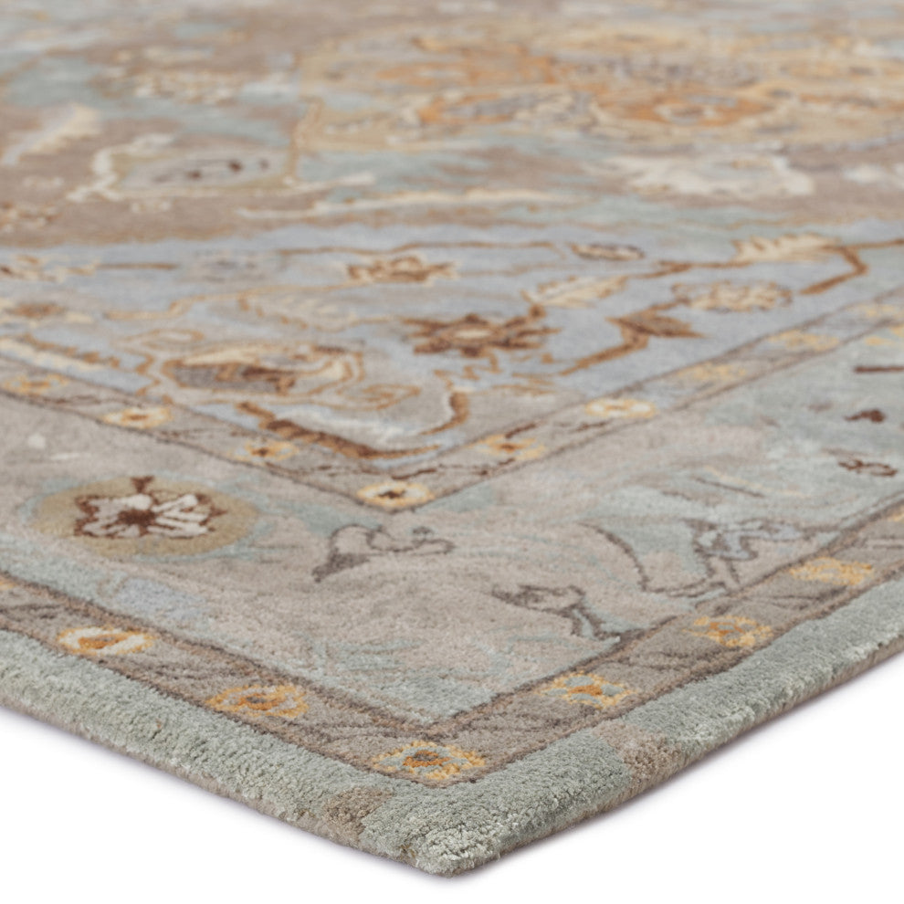 Raisa Handmade Medallion Gray/ Gold Area Rug 8'X10'