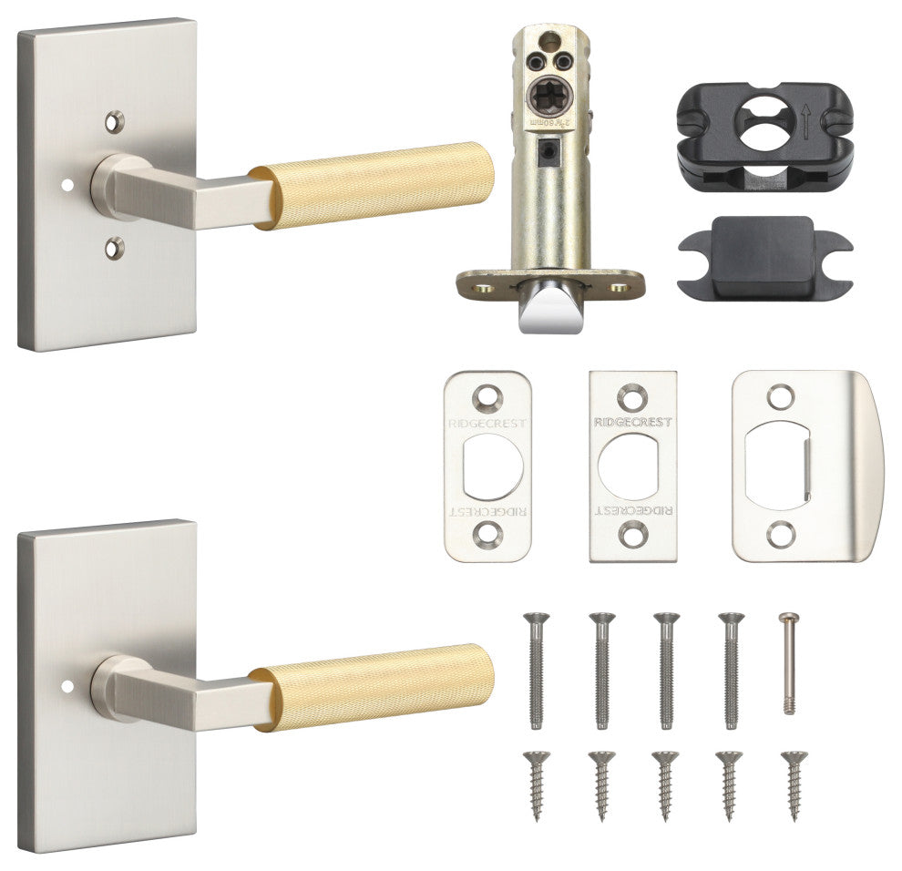 Levanto Privacy Rosette, Nickel, Knurled Grip in Satin Brass