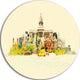 Havana Panoramic View, Cityscape Watercolor Round Wall Art, 23"