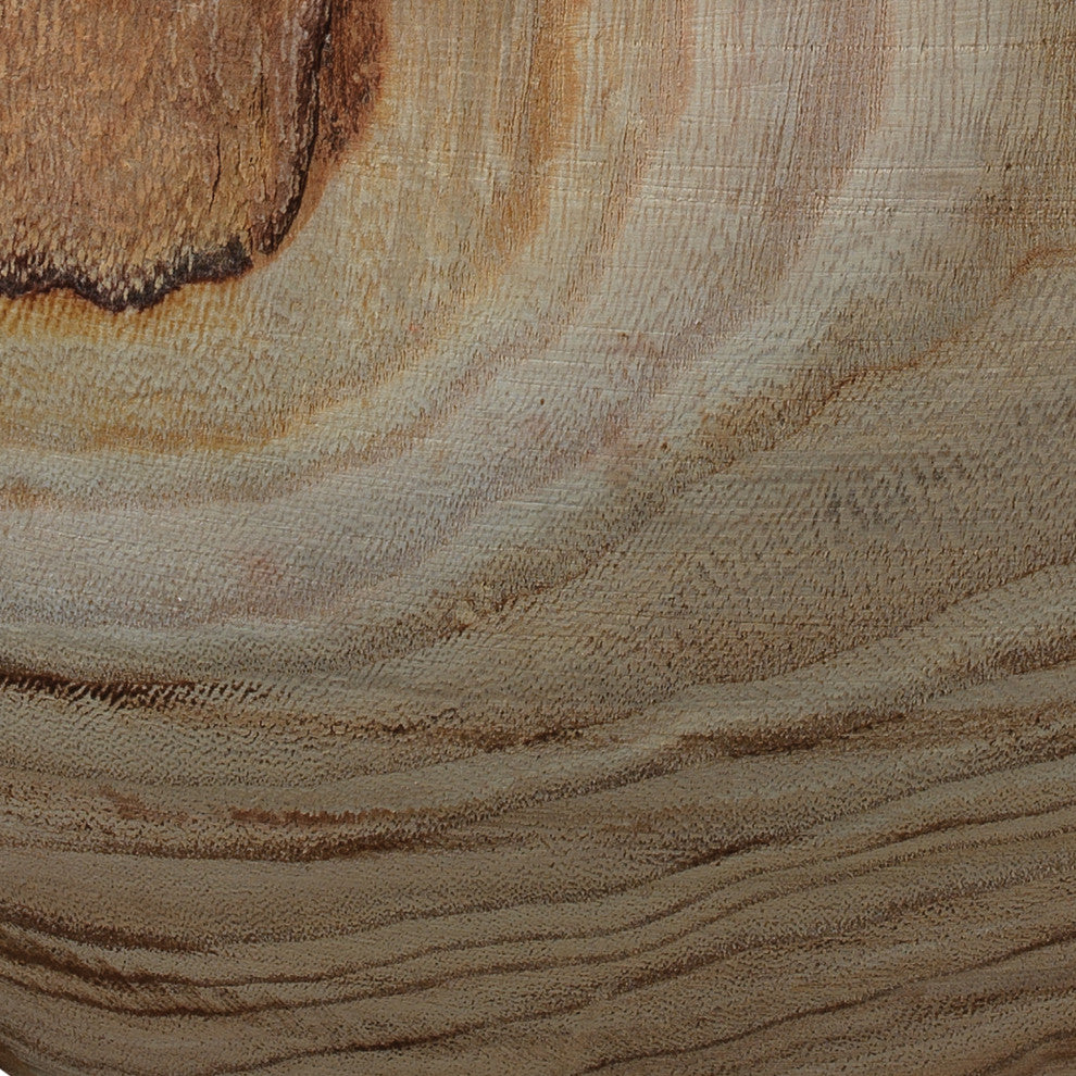 Rustic Oversize 22" Turned Wood Urn Floor Vase Raw Grain Carved Wide Mouth