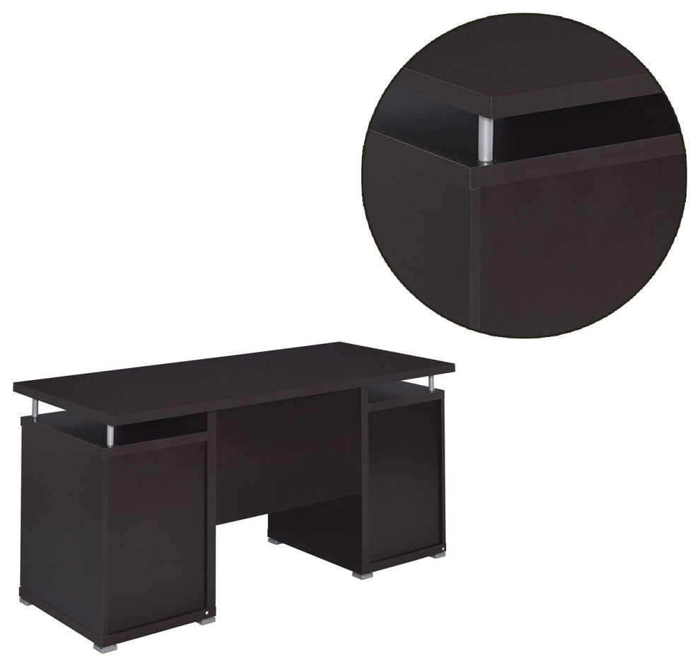 Computer Desk with 2 Drawers and Cabinet, Cappuccino