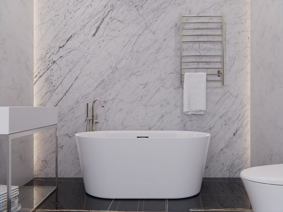 ANZZI Chand Series Freestanding Bathtub, White, 55 in.