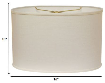 16" White Throwback Oval Linen Lampshade