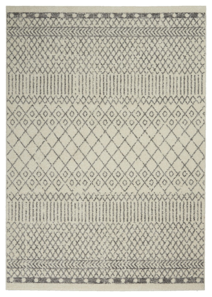 5' X 7' Gray Geometric Power Loom Area Rug