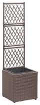 Vidaxl Trellis Raised Bed With 1 Pot 11.8"x11.8"x42.1" Poly Rattan Brown