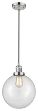 X-Large Beacon 1-Light Mini Pendant, Polished Nickel, Clear