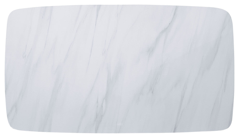 Madan Dining Table, Marble Top and Weathered Gray