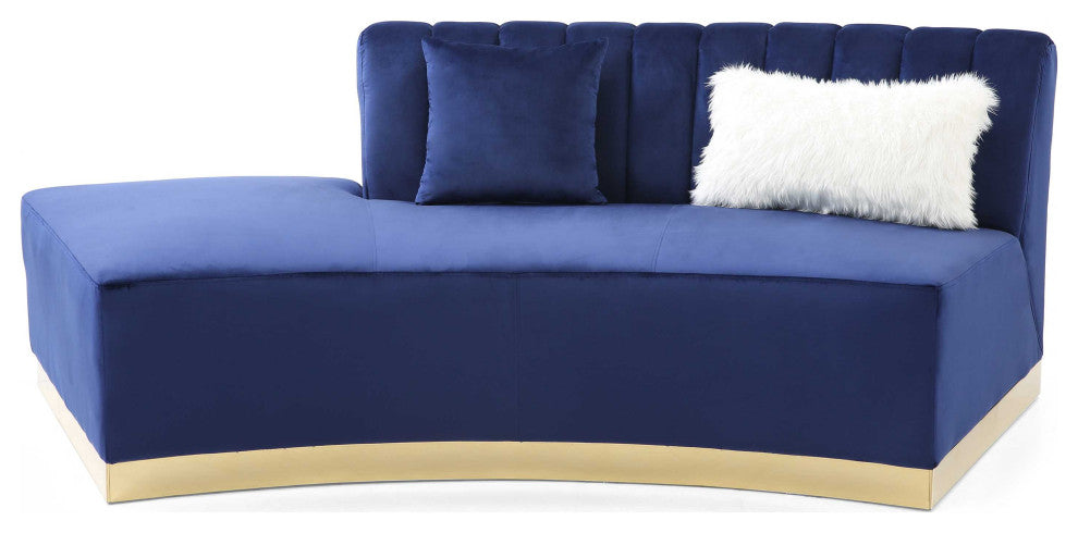 Brentwood 89 in. W Armless Velvet Curved Sofa, Blue