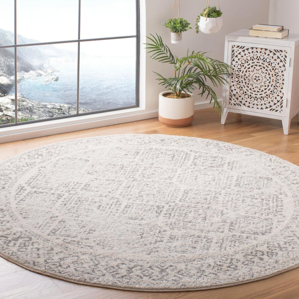 Safavieh Tulum Tul264A Vintage and Distressed Rug, Ivory and Gray, 8'0"x8'0" Square
