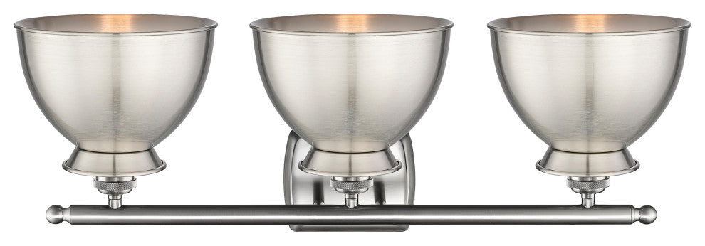 Adirondack 3-Light 28" Bath Vanity Light, Brushed Satin Nickel Shade
