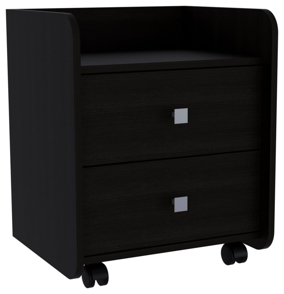 DEPOT E-SHOP Marsella Nightstand, Two Drawers, Superior Top, Metal Handle