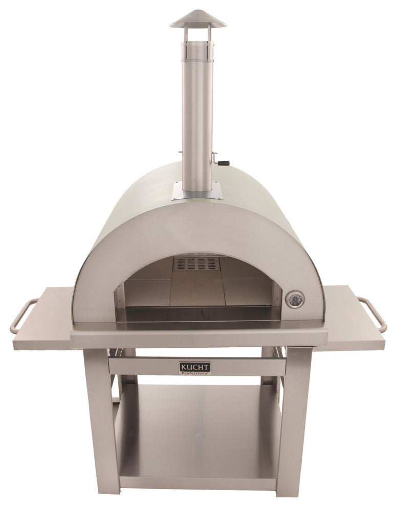 Outdoor Wood Fired Gas Pizza Oven, Silver