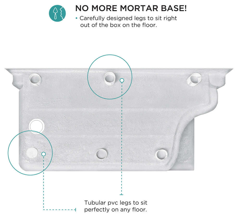 Single Threshold Acrylic Non-Slip Shower Base, Seat 60 x 32, Left Hand Drain