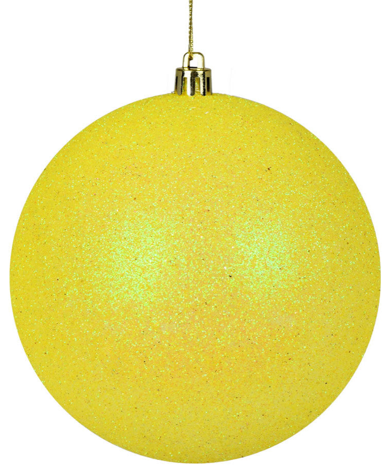 Vickerman N592578Dg 10" Yellow Glitter Ball Ornament