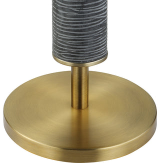 Elegant Modern Gray Black Antique Brass Floor Lamp 63 in Organic Stripes Carved