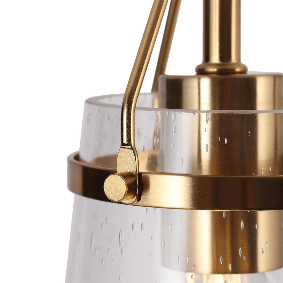 LNC 1-Light Modern Polished Gold Cone Seeded Glass Pendant Light