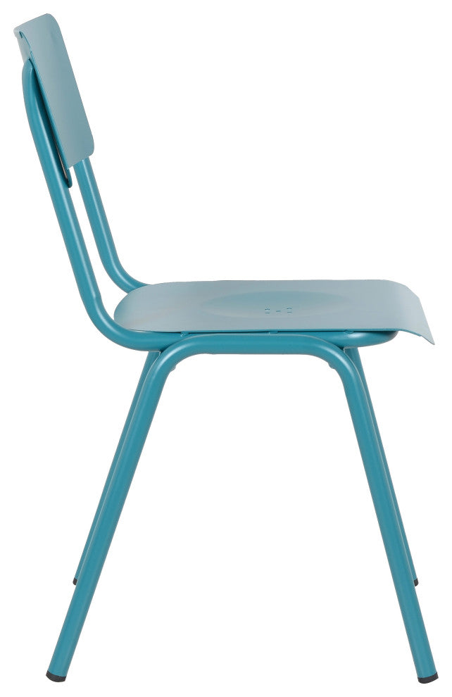 Corris Stacking Patio Dining Side Chair, Frosted Teal (Set of 4)