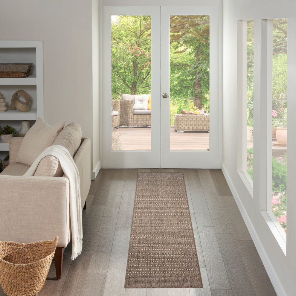 Nourison Tulum 2'2" x 8' Brown Outdoor Rug