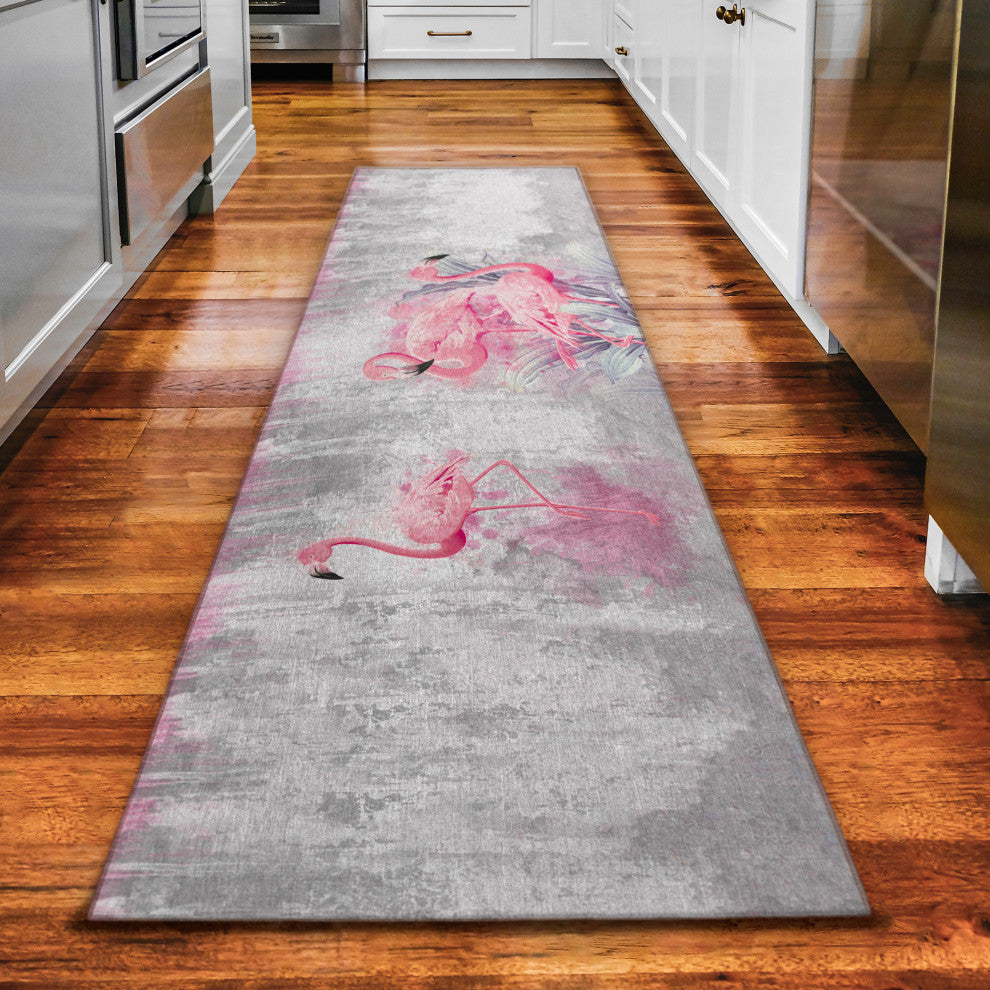 Indoor/Outdoor Tropics TC2 Silver Machine Washable 2'3" x 7'6" Runner Rug