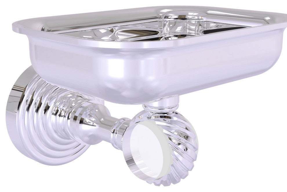 Pacific Grove Wall-Mount Soap Dish Holder with Twist Accents, Polished Chrome