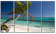 "Palm Bent To Picturesque Seashore" Modern Seascape Wall Art, 4 Panels, 48"x28"