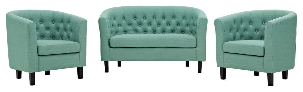 Prospect 3 Piece Upholstered Fabric Loveseat And Armchair Set