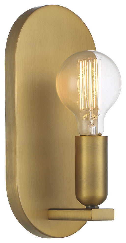 1-Light Wall Sconce, Matte Black, Natural Brass