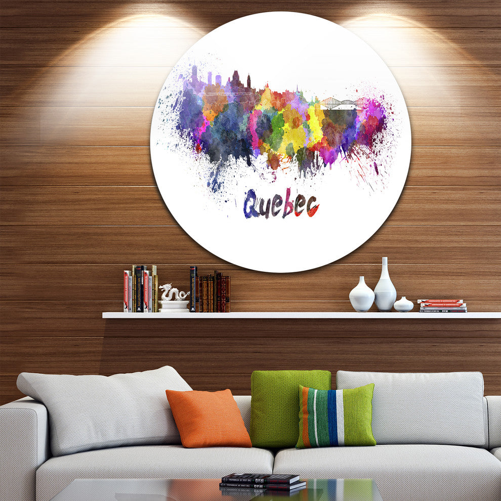 Quebec Skyline, Cityscape Round Metal Wall Art, 23"