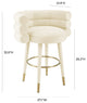 Betty Velvet Barstool, Cream, Counter Height