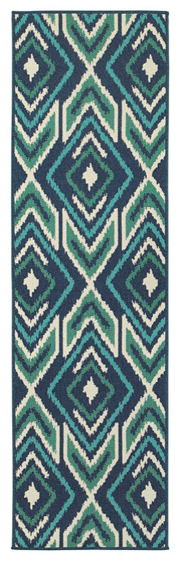 Meridian 2209B, Navy/Green, 3'7"x5'6"