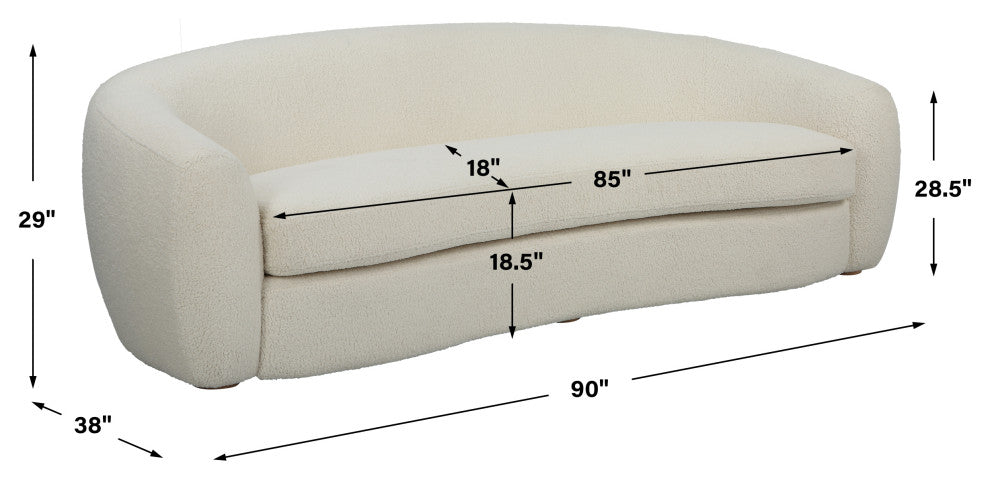 Uttermost 23746 Capra Art Deco White Sofa