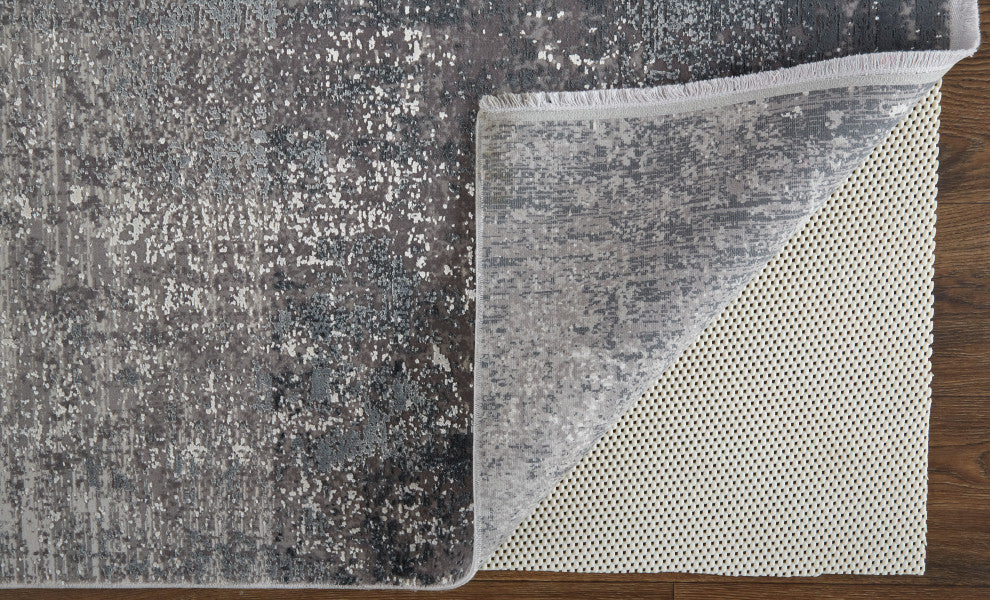 Weave & Wander Lindstra Rug, Silver Gray/Black, 3ft-1in x 10ft Rug
