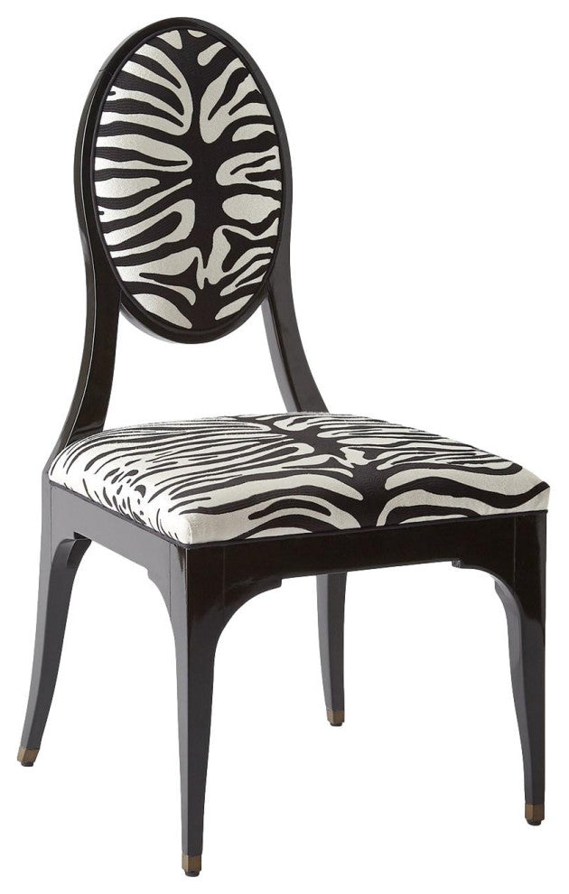 Art Deco Vintage Style Hollywood Zebra Black White Dining Chair Animal Print