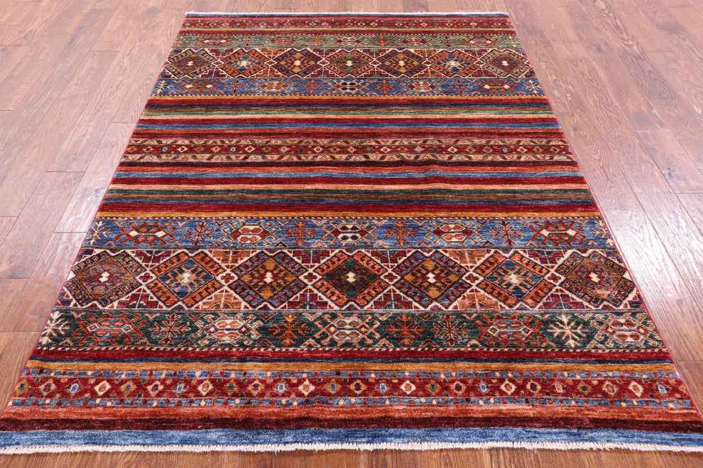 Super Kazak Khorjin Hand Knotted Rug 5' 1" X 6' 11" Q5670