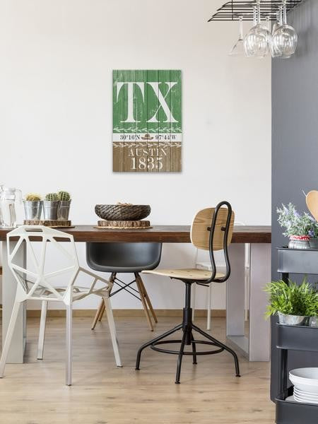 "Austin 1835" Painting Print on White Wood, 40"x60"