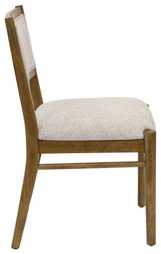 Two Wood Modern Upholstered Back Chairs, Set of 2, Brown