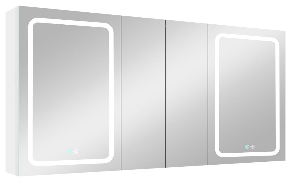 60 in.W x 30 in. H Aluminum Surface Mounted Medicine Cabinet with Mirrors
