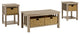 3 Piece Mission Storage Coffee Table and Side Tables - Driftwood