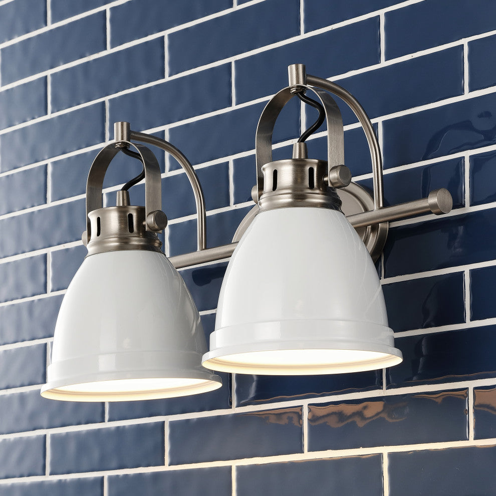 Phineas Light Farmhouse Bohemian Iron LED Vanity, White, 2-Light