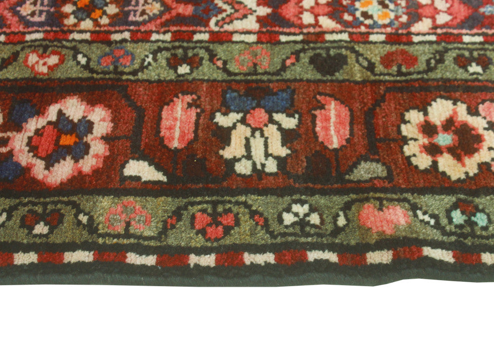 Fine Vintage Distressed Bennet Charcoal/Burgundy Runner, 3'2 x 9'6