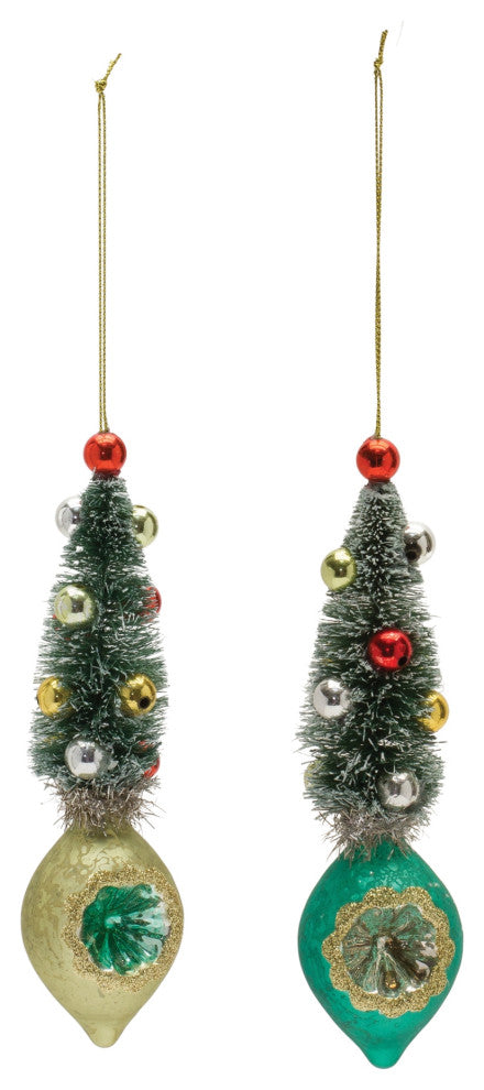 Pine Tree Reflector Drop Ornament, 12-Piece Set