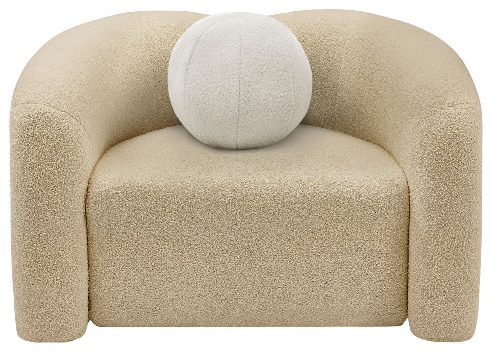 Kali Faux Shearling Teddy Fabric Upholseterd Chair, Beige