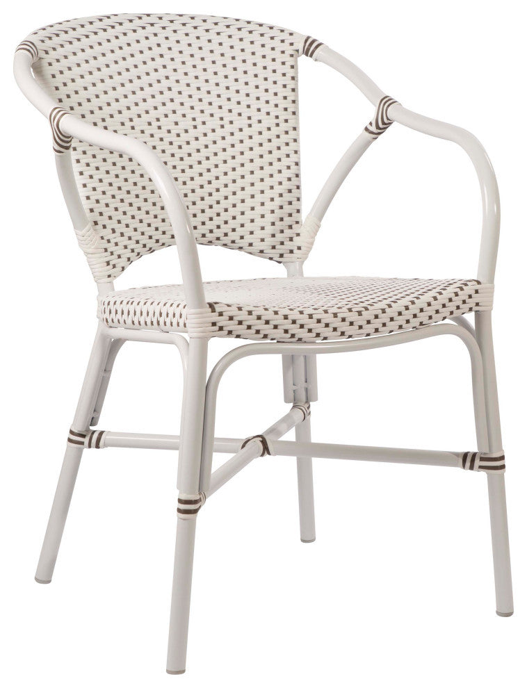 Valerie Outdoor Dining Armchair, White With Cappuccino Dots