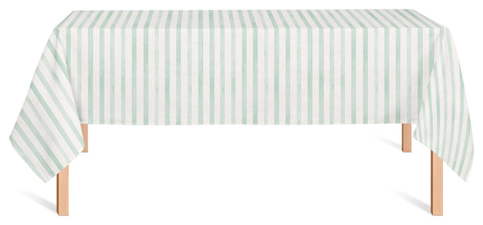 Green Watercolor Stripes On Light Linen 2 58x102 Tablecloth