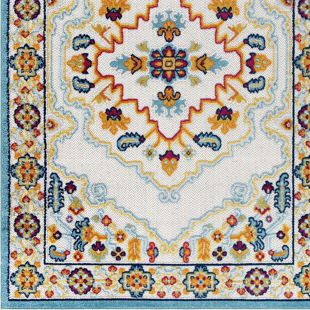 Vintage Floral Persian Medallion 8x10 Indoor and Outdoor Area Rug