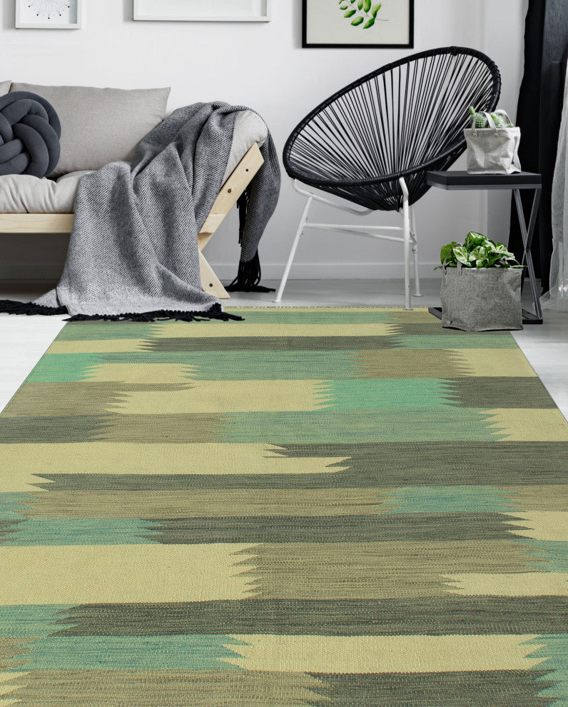 Winchester Kilim Perran Charcoal/Light Brown Rug, 4'9x6'5