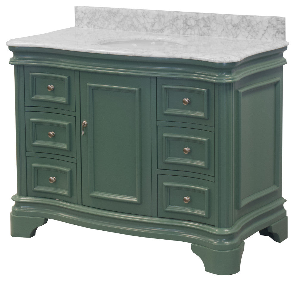 Katherine 48" Bath Vanity, Sage Green, Carrara Marble